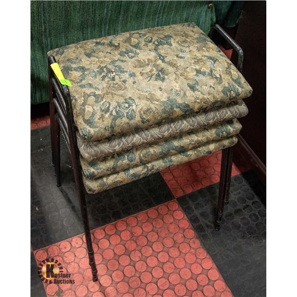 SET OF 4 SOLID METAL FRAMED SITTING STOOLS