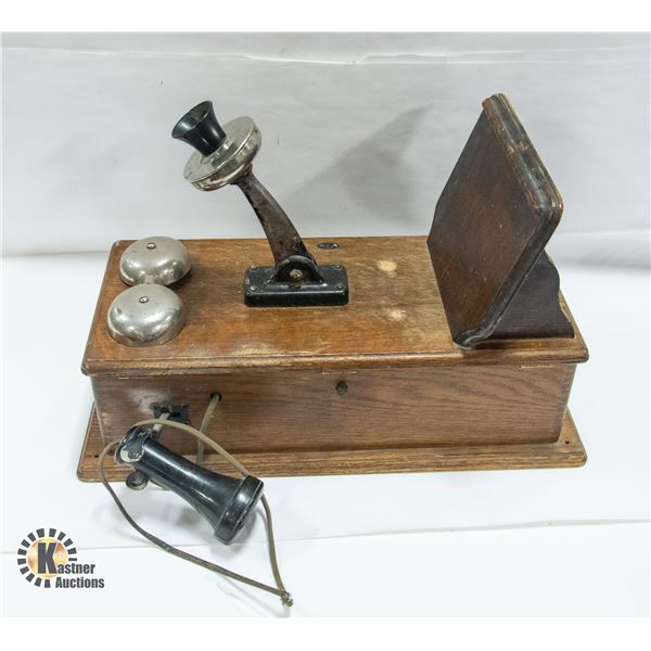ANTIQUE FARM WOOD WALL PHONE APPROX 100