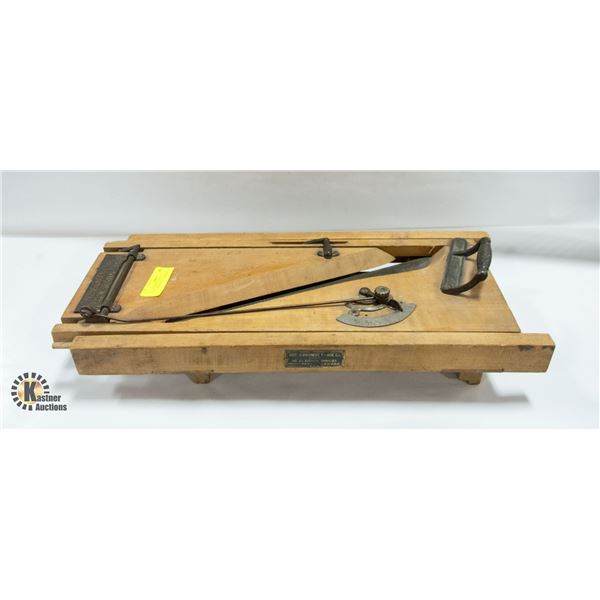 ANTIQUE MEAT/CHEESE BUTCHERBLOCK SLICER WITH
