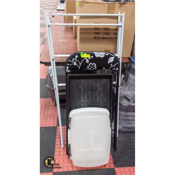 BLACK WHITE METAL FOLDING CHAIR, WHITE FOLDING-