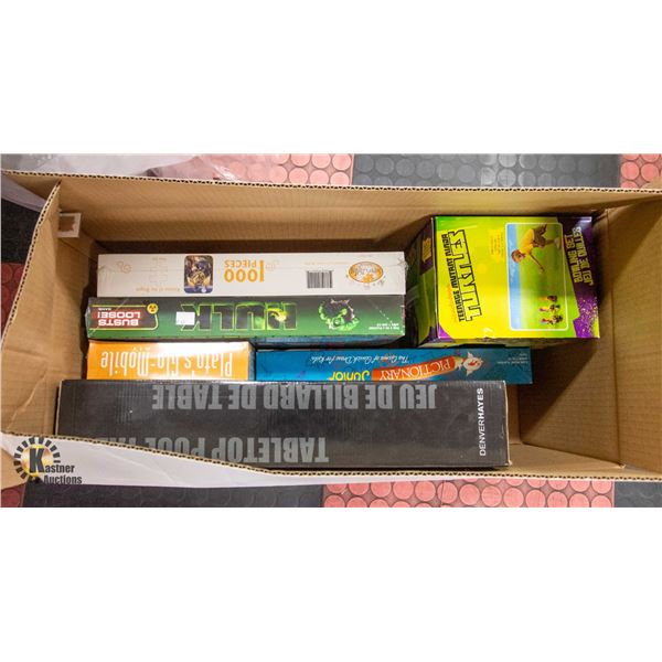 BOX OF GAMES & PUZZLES