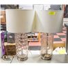 Image 1 : PAIR OF XL GLASS TABLE LAMPS