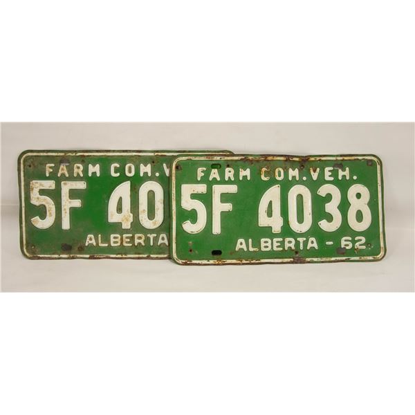 MATCHING 1962 FARM COMMERCIAL VEHICLE PLATES