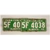 Image 1 : MATCHING 1962 FARM COMMERCIAL VEHICLE PLATES