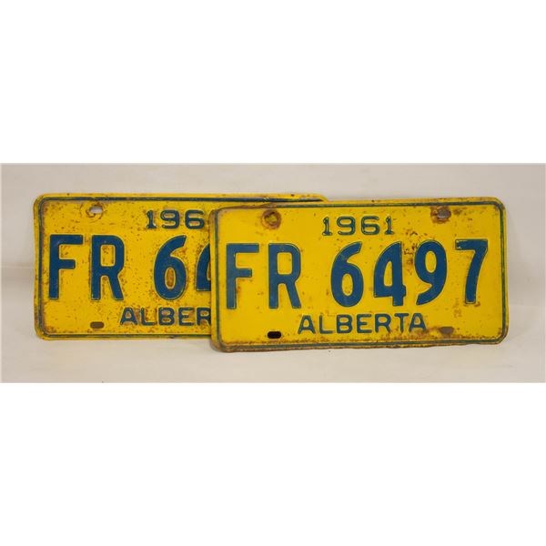 MATCHING 1961 ALBERTA PLATES FR 6497