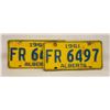 Image 1 : MATCHING 1961 ALBERTA PLATES FR 6497