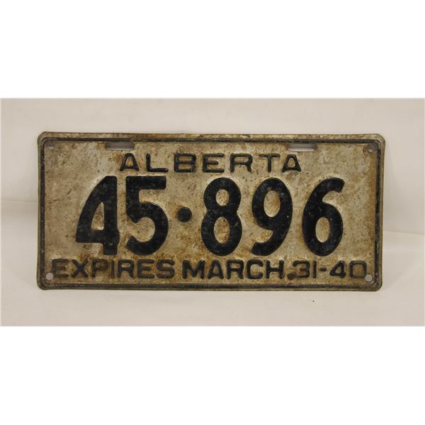 1940 ALBERTA LICENSE PLATE 45-896