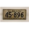 Image 1 : 1940 ALBERTA LICENSE PLATE 45-896