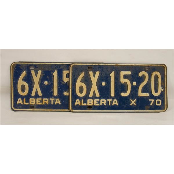 1970 CONSECUTIVE PAIR ALBERTA LICENSE PLATES