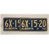 Image 1 : 1970 CONSECUTIVE PAIR ALBERTA LICENSE PLATES