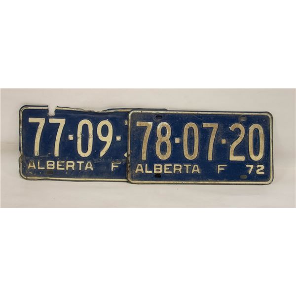 1972 FARM PAIR ALBERTA LICENSE PLATES