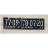 Image 1 : 1972 FARM PAIR ALBERTA LICENSE PLATES