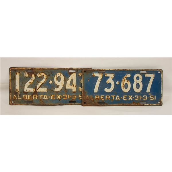 1951 PAIR ALBERTA LICENSE PLATES
