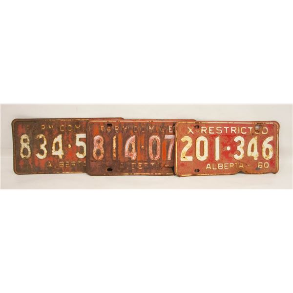 1960 ALBERTA LICENSE PLATE SET OF 3