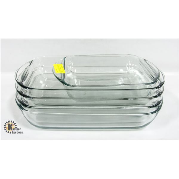 5 PIECES OF GLASS COOKWARE
