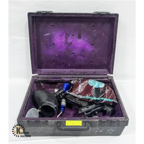 LOT OF 2 PAINTBALL GUNS & PAINTBALLS IN CASE
