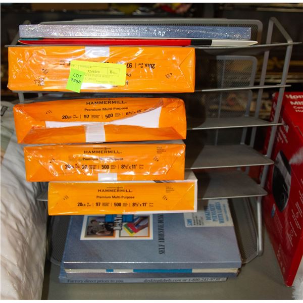 METAL ORGANIZER W/PRINTER PAPER+PRINTABLE LABELS