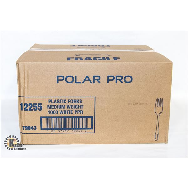 CASE OF POLAR PRO PLASTIC FORKS 1000 PCS