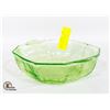 Image 1 : ANTIQUE DEPRESSION GLASS GREEN LARGE BOWL HAS A