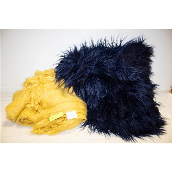 SHOWHOME BELLA LUX COBALT BLUE BLANKET & SOHO