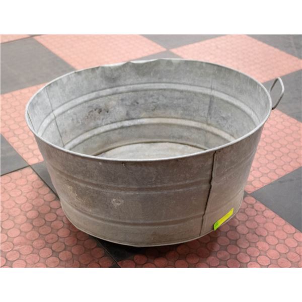VINTAGE METAL 25" GALVANIZED BIN