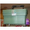 Image 1 : 3 LARGE STORAGE TOTES WITH HINGED LIDS