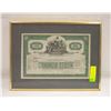 Image 1 : FRAMED CHILDS COMPANY STOCK CERTIFICATE