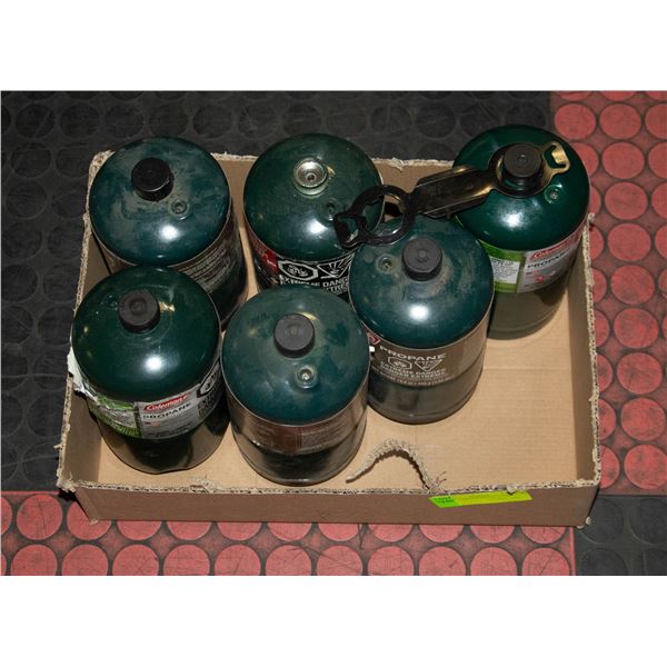 LOT OF 6 MINI PROPANE TANKS (FULL)