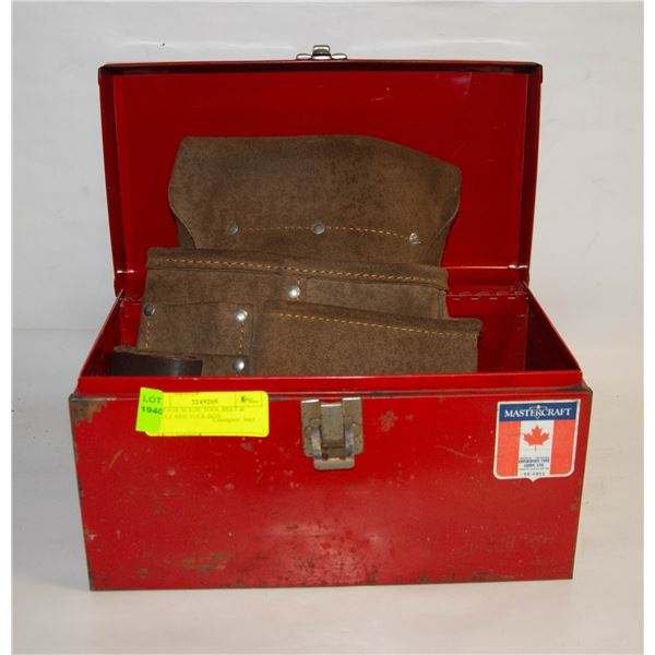 VINTAGE SUEDE TOOL BELT & LITTLE RED TOOL BOX