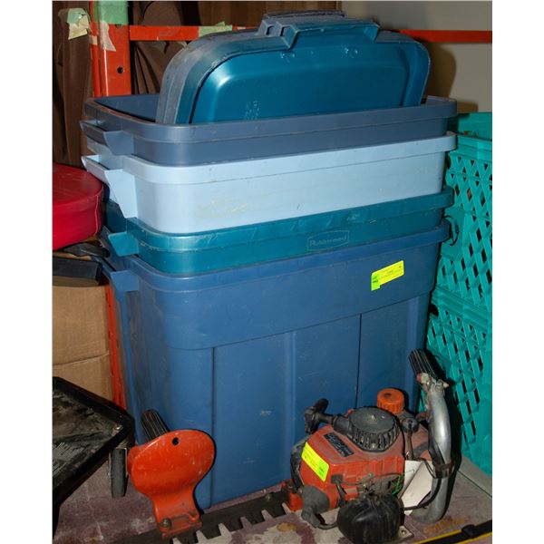 LOT OF RUBBERMAID TOTES & LIDS