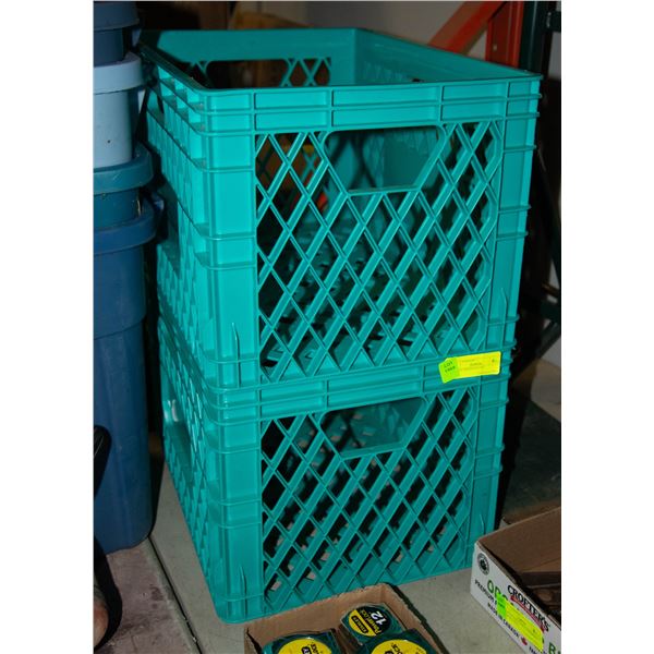 2 LARGE GREEN CRATES