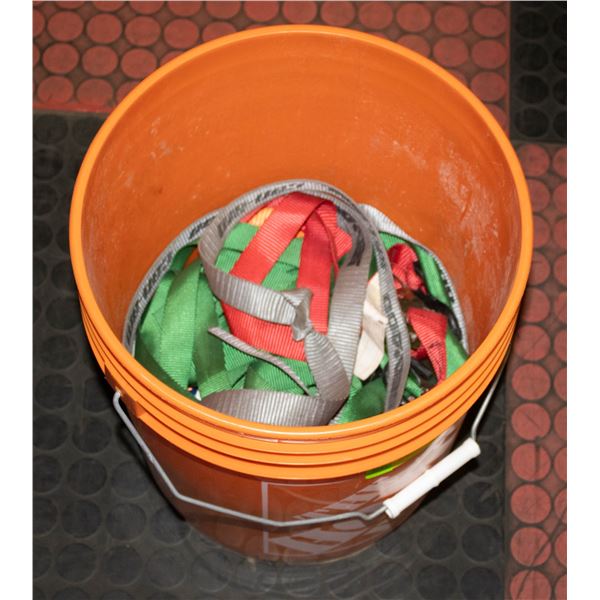PAIL OF STRAPS AND TIES