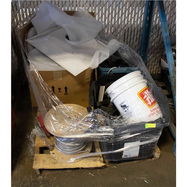 PALLET OF WIRING, FALL ARREST, TOOLS, WIRING AND