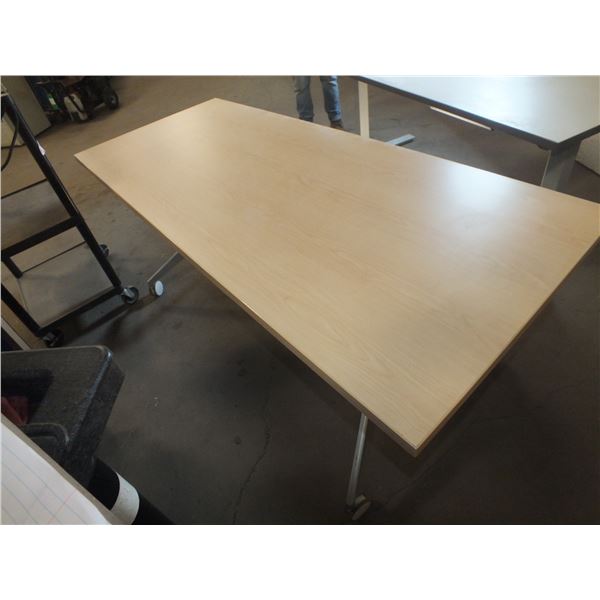 2 Brown Tables On Wheels