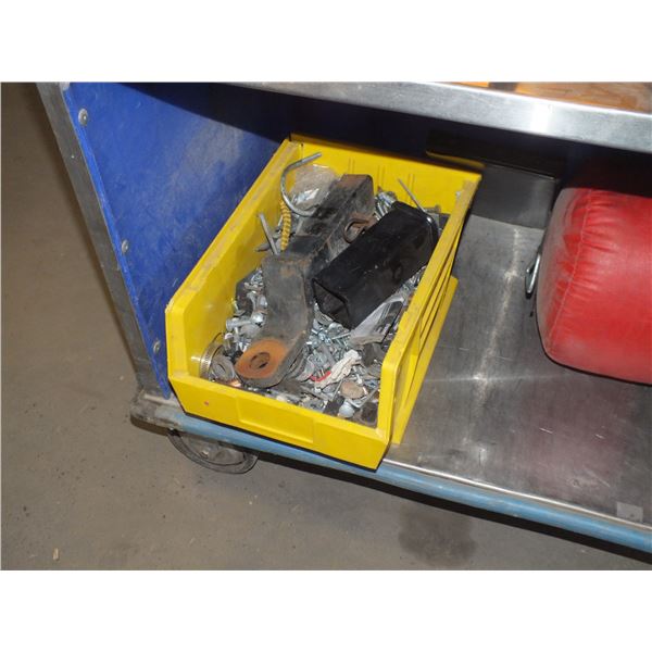 Bin Of Assorted Nuts & bolts w/ 2 receiver hitches