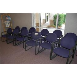 12 MATCHING BLUE RECEPTION AREA CHAIRS