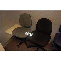 2 GRAY AND BLACK SECRETARIES CHAIRS
