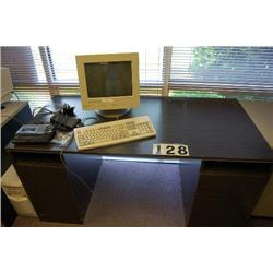 LOT CONSISTING OF NEC MONITOR, KEYBOARD, MEMOSCRIBER, AND DESK