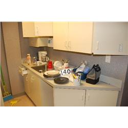 LOT CONSISTING OF REMAINING CONTENTS OF KITCHEN,  CONTENTS OF KITCHEN CABINETS, AND FILE HOLDERS