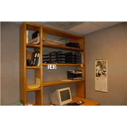 LOT CONSISTING OF REMAINING CONTENTS INCLUDING 4 SHELF BOOKCASE, 5 SHELF BOOKCASE, 2 DRAWER FILE, DE