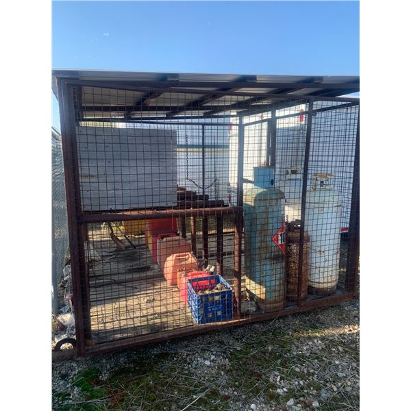 Steel Cage skid mounted for cylinder storage 100" x 102" x 84" high, contents will be sold separate.