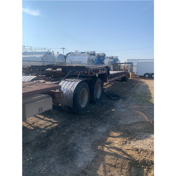 1985 KNIGHT 50 ton S/D T/A Lowboy, 8 wheel w/ramps and rubber matting, Deck 9'w x 24'l, Tires 11R24.