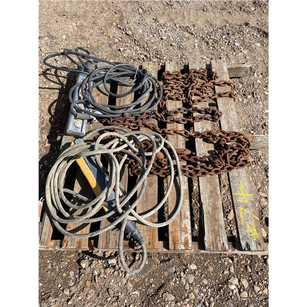 Two hydrovac boom remote controls, misc chain
