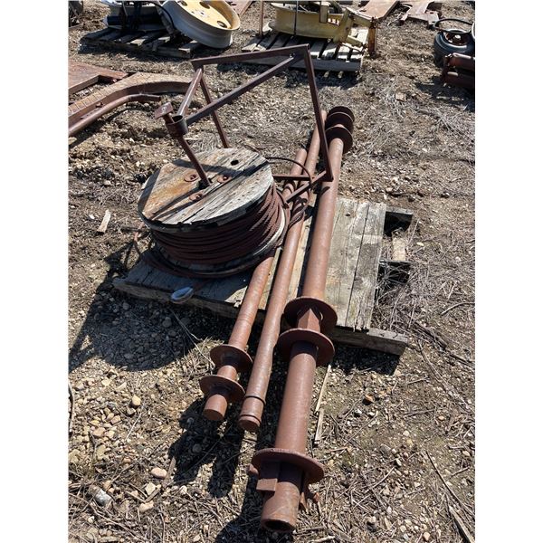 Three Reel bars, wire rope and reel carrier