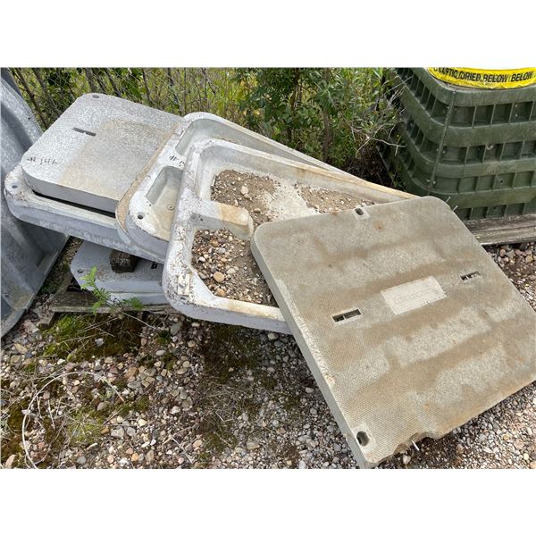 Eight Fibreglass enclosure lids