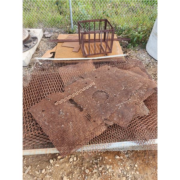 Misc steel expanded metal, misc steel plate and steel cage