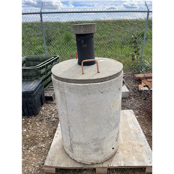 Concrete manhole extension with concrete lid and fill spout, 24"