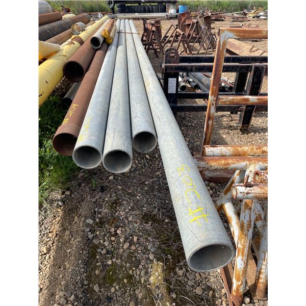 Galvanized steel pipe, 4.5" OD, Four pieces each 25 ft long