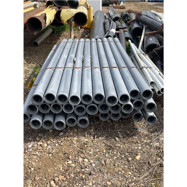 Grey threaded PVC pipe, Sch 80, 4" diameter, 3 meters long, female each end, 33 pieces
