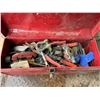 Image 2 : Plastic tub and toolbox w/misc tools